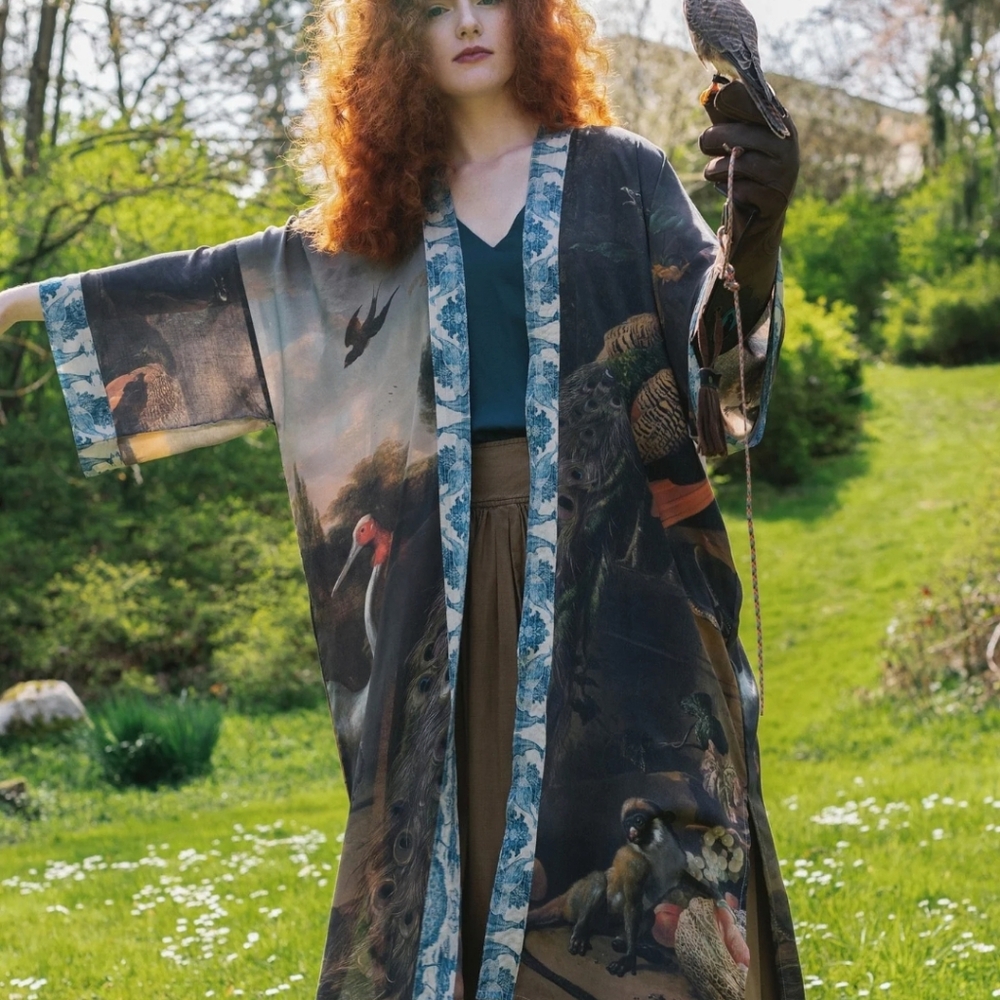 Market Of Stars Wild Beauty Opera Duster Peacock Motif NWT